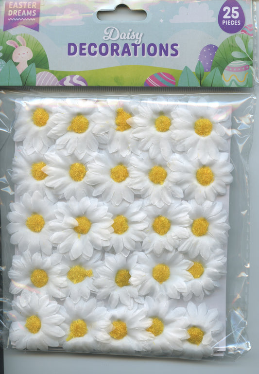 Easter Decorations - Daisy Flowers - White - 25 Pack