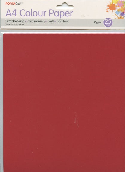 Colour Paper A4 - Cherry Red - 25 sheets 80gsm