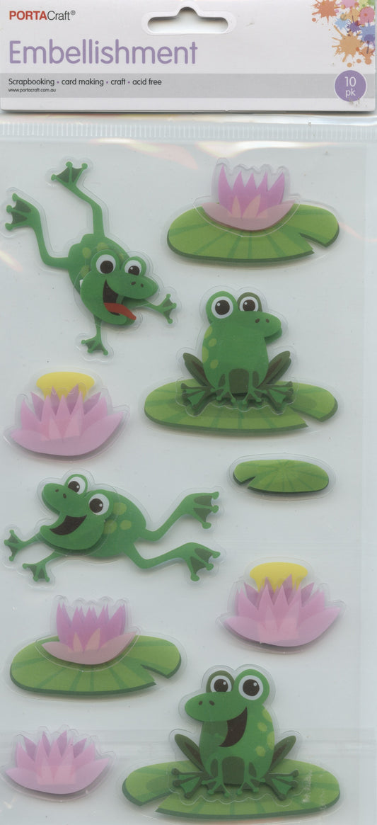 Frog and Lilypad Embellishments - 10pk