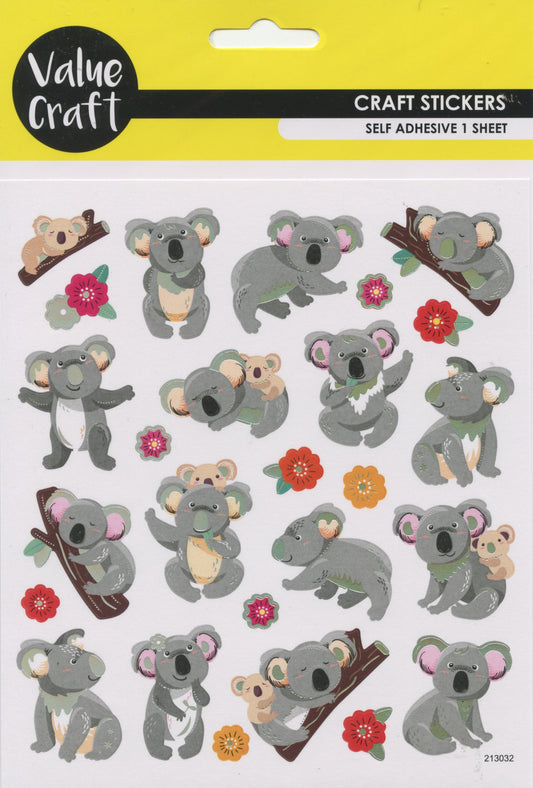 Koala - Self Adhesive Stickers - 1 Sheet - 26 pcs