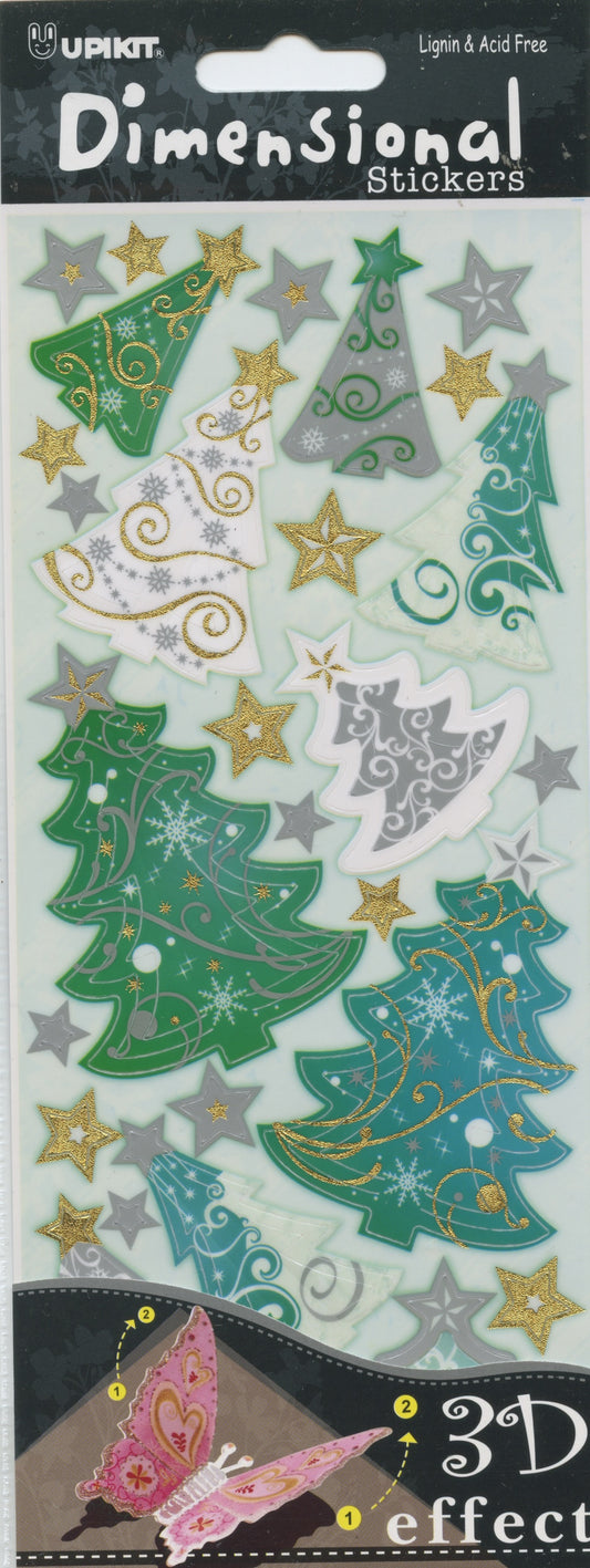 Upikit 3D Dimensional Christmas Trees and Stars 28 pce