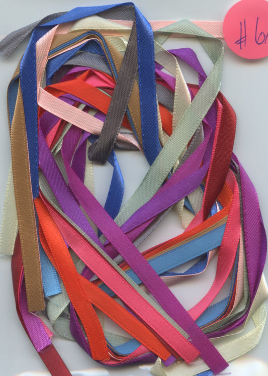 Craft Ribbon - 12 x .60cm lengths - 6mm Assorted colours - Pack #6A