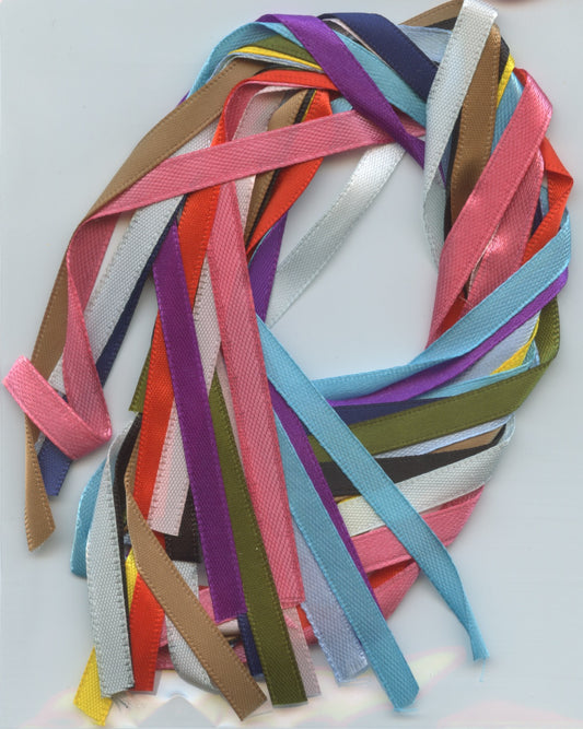Craft Ribbon - 12 x .60cm lengths - 6mm Assorted colours - Pack #5A