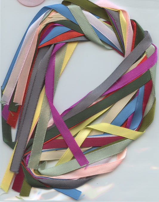 Craft Ribbon - 12 x .60cm lengths - 6mm Assorted colours - Pack #4A