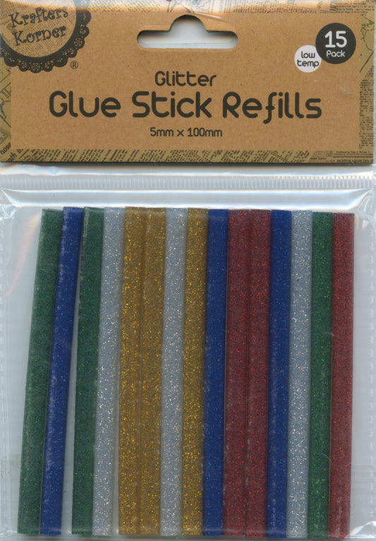 Hot Glue Stick Refills - Glitter - Assorted - 100x5mm - 15 pk