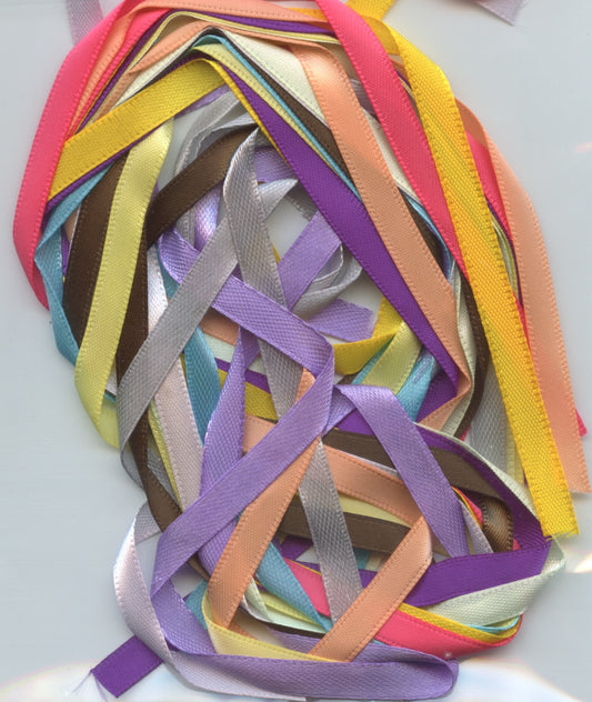 Craft Ribbon - 12 x .60cm lengths - 6mm Assorted colours - Pack #3A