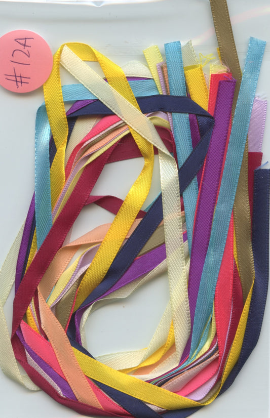 Craft Ribbon - 12 x .60cm lengths - 6mm Assorted colours - Pack - #12A