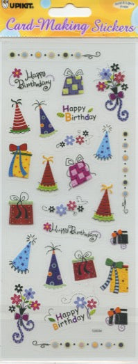 Birthday Theme - Transparent Stickers  - Craft Stickers 26 pk