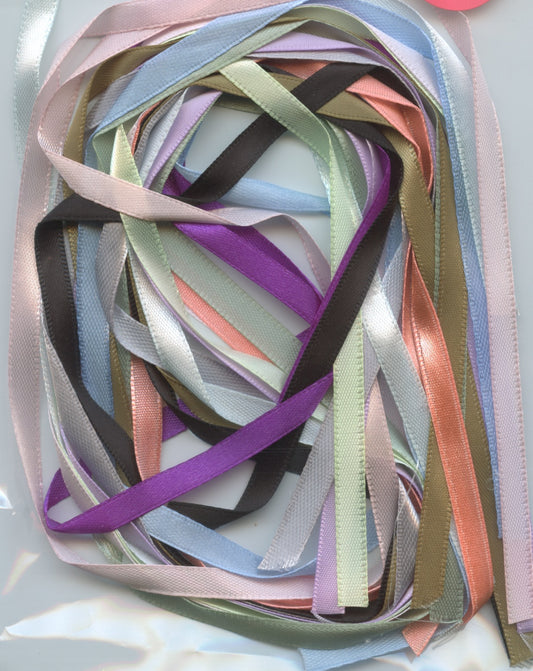 Craft Ribbon - 12 x .60cm lengths - 6mm Assorted colours - Pack - #13A