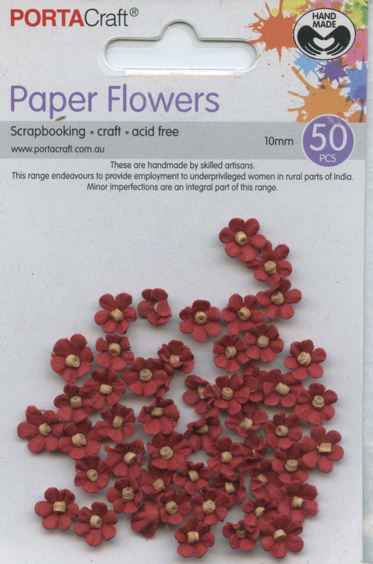 Porta Craft Paper Flowers - 10mm - 50pc - Dark Red