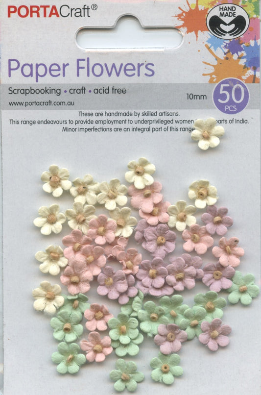 Porta Craft Paper Flowers - 10mm - 50pc - Pastel Mix
