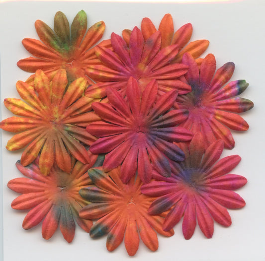 4cm Petal Batik Multi Flower - 10 pk