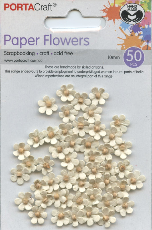 Porta Craft Paper Flowers - 10mm - 50pc - Cream