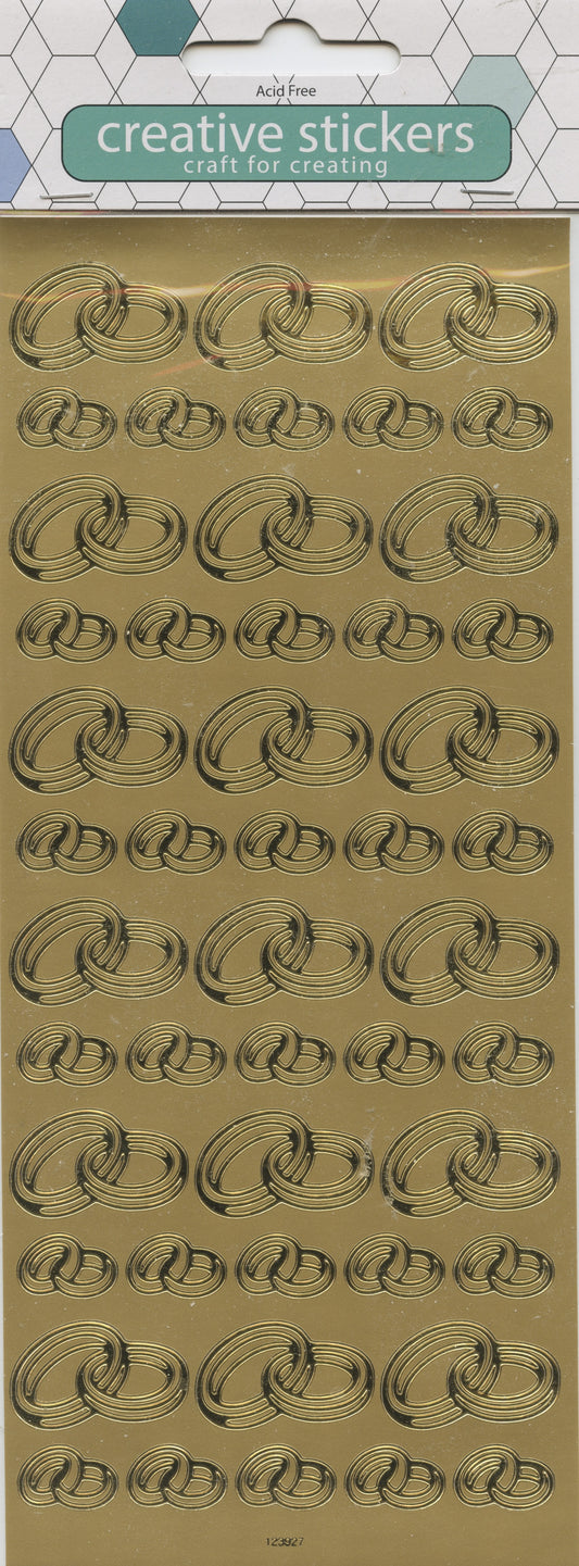 Twin Ring Bands - Self-Adhesive Stickers - Gold- 1 Sheet - 48pcs