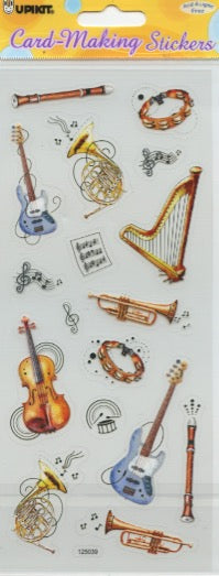 Music Theme #2- Transparent Stickers  - Craft Stickers 18 pk