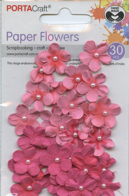 Porta Craft Paper Flowers - 20mm - 30pc - Pinks - Pearl Centre