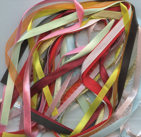 Craft Ribbon - 12 x .60cm lengths - 6mm Assorted colours - Pack #C