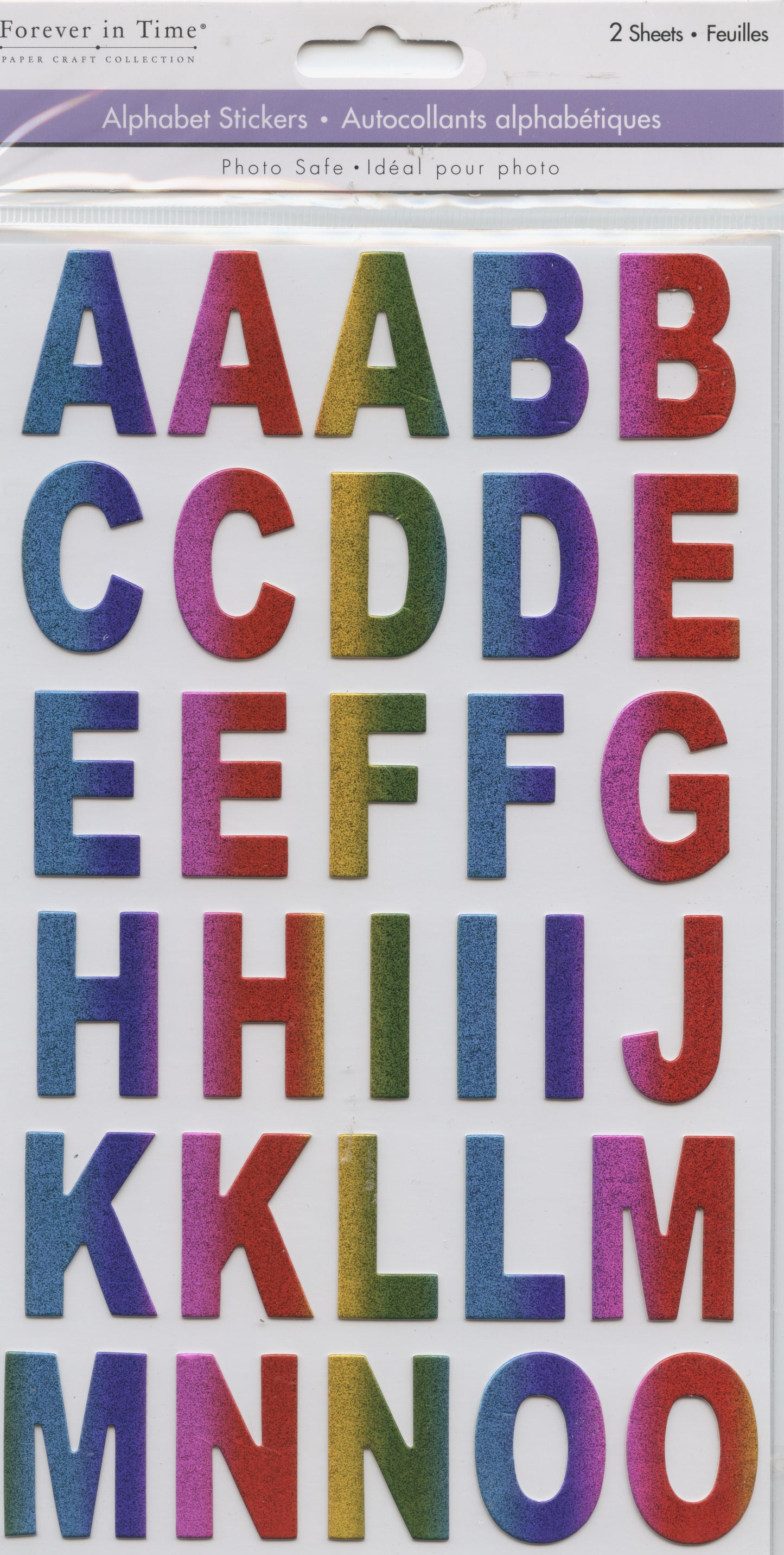 Alphabet Stickers - Rainbow Shimmer - 2 Sheets
