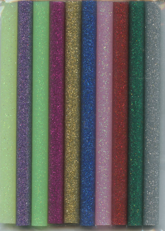 Hot Glue Gun Sticks - Glitter - Assorted Colours - 100x7mm - 10 pk