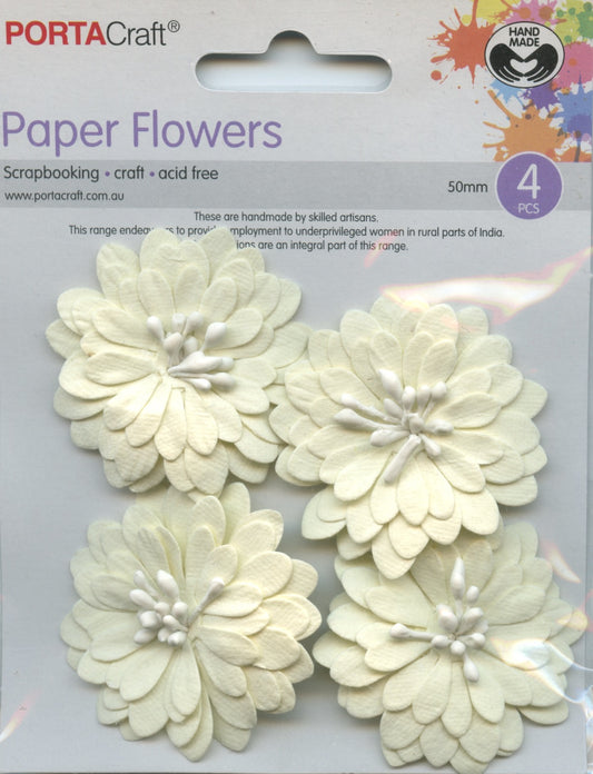 Porta Craft Paper Flowers - Cream - 50mm - 4pc