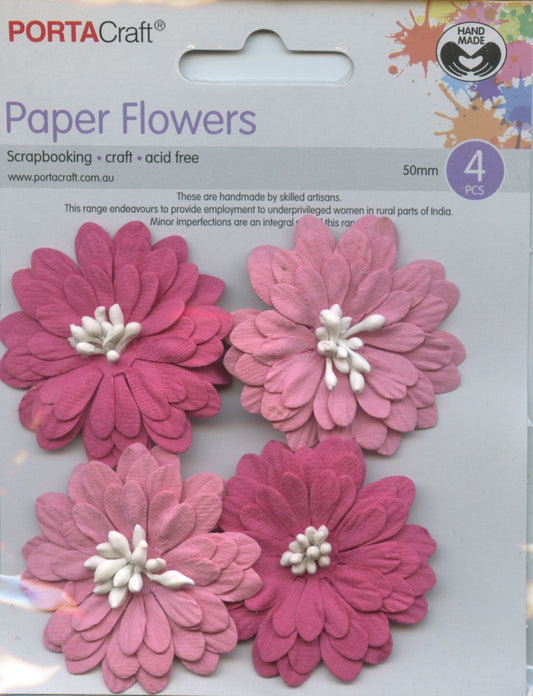 Porta Craft Paper Flowers - Pinks - 50mm - 4pc