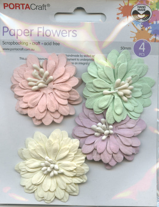 Porta Craft Paper Flowers - Pastel Shades - 50mm - 4pc