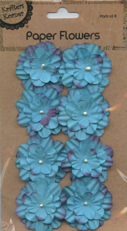 Paper Flowers  - Blue - Pack of 8