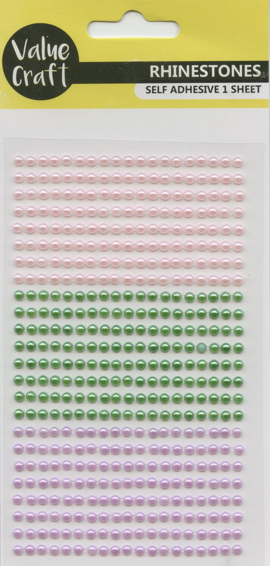 Rhinestones - Pink/Green/purple - Circles - 1 sheet