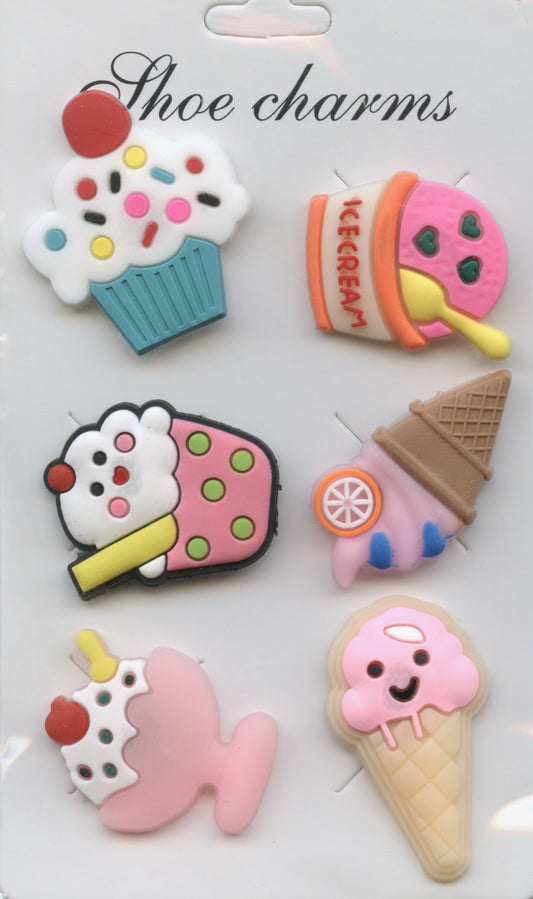 Shoe Charms - Ice Cream & Sweets theme - 6pc