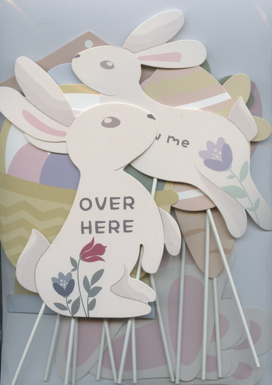 Easter Egg Hunt Signs - 12 Cardboard Signs & 8 Footprints