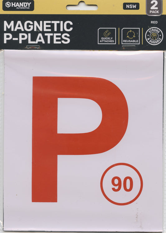 Magnetic P Plates - White/Red 90 - NSW - Pack of 2