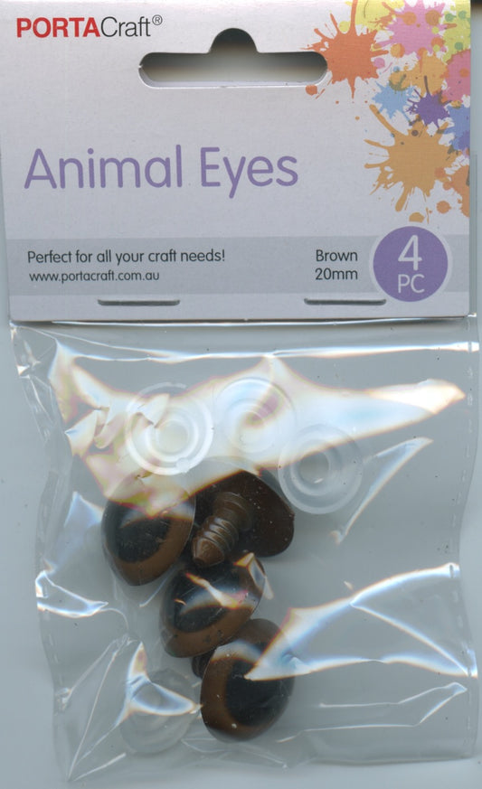 Plastic Eyes (Teddy/Animal Eyes) Brown Clear edge with Black centre - 20mm - 4 pc
