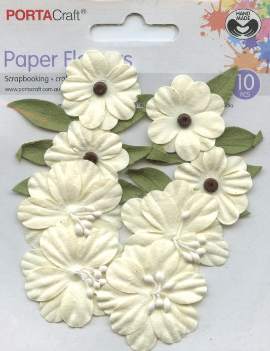 Porta Craft Paper Flowers & Leaves - Cream - 30/40mm - 8pc