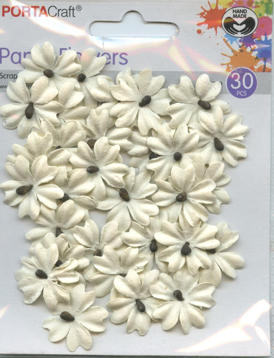 Porta Craft Paper Flowers - Cream - 25mm - 30pc