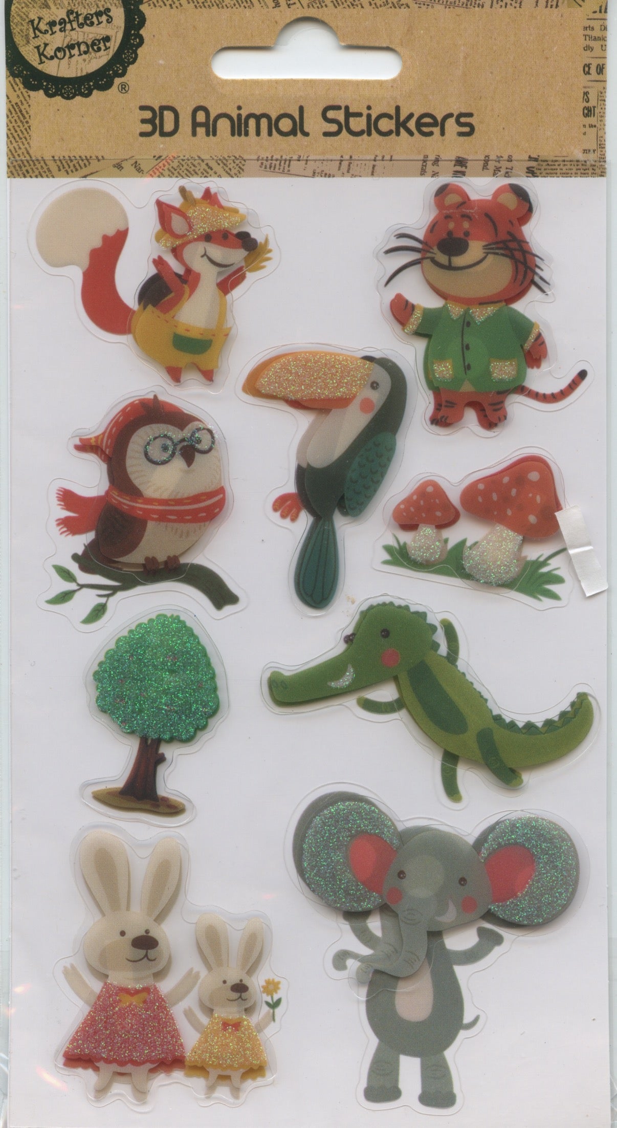 3D Animal/Bird Mix Stickers - 9 Pack