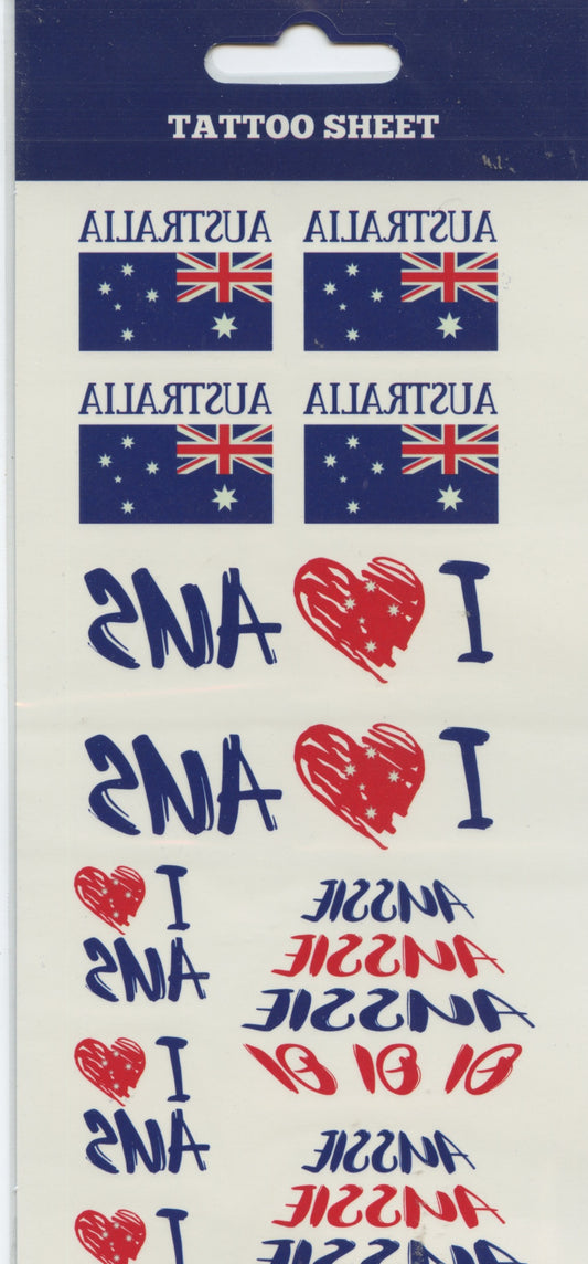 Temporary Tattoos - Australia Theme - Design #2 - 1 Sheet - 11 pc