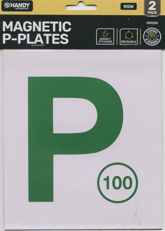 Magnetic P Plates - White/Green 100 - NSW - Pack of 2