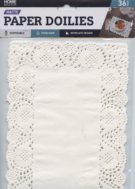 White Paper Doilies - Rectangle - 30x19cm - 36 pk