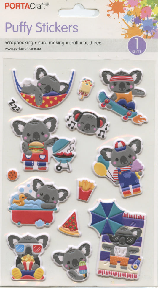 Puffy Stickers -  Koalas - 14 pcs