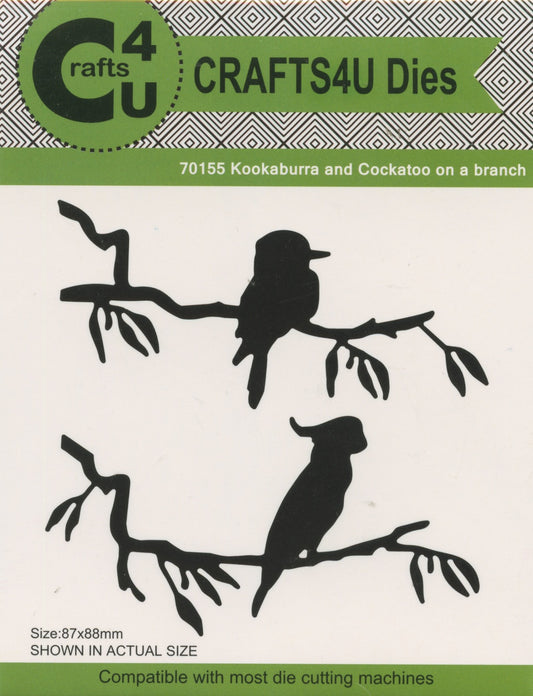 Dies - Kookaburra & Cockatoo on a branch - 2 pk