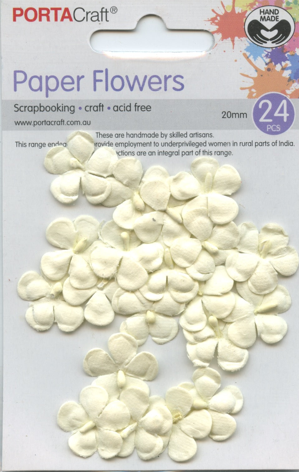 Porta Craft Paper Flowers - Cream - 20mm - 24pc
