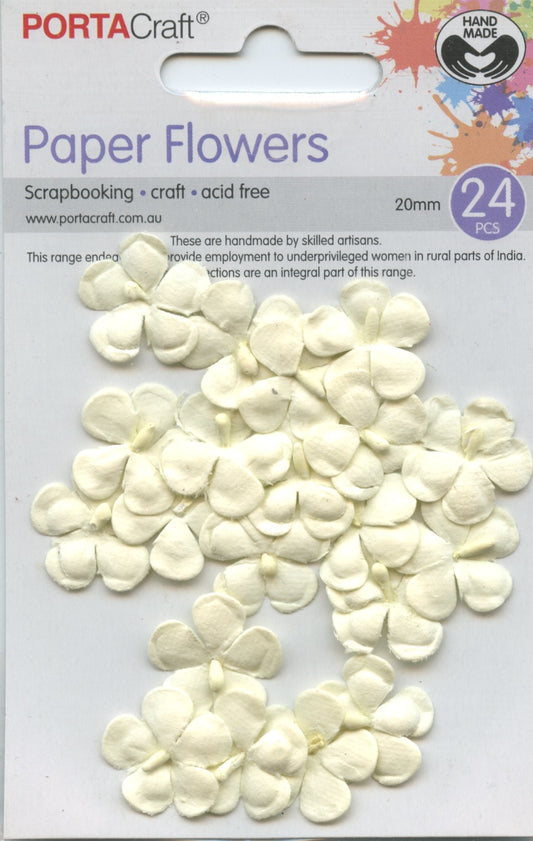 Porta Craft Paper Flowers - Cream - 20mm - 24pc