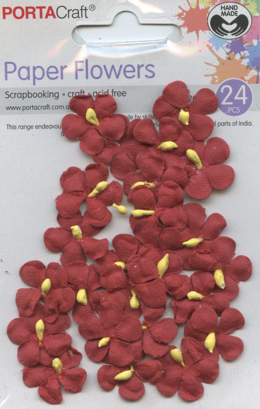 Porta Craft Paper Flowers - Red - 20mm - 24pc