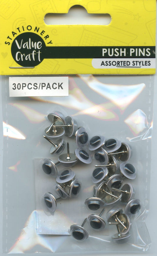 Push Pin Googly Eyes - 10mm - 30pcs - Black/White