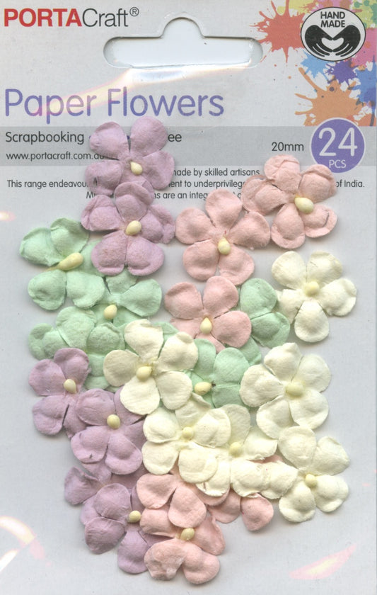Porta Craft Paper Flowers - Pastel shades - 20mm - 24pc