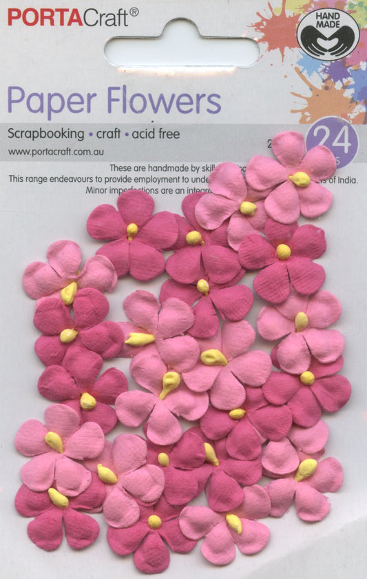 Porta Craft Paper Flowers - Pinks - 20mm - 24pc
