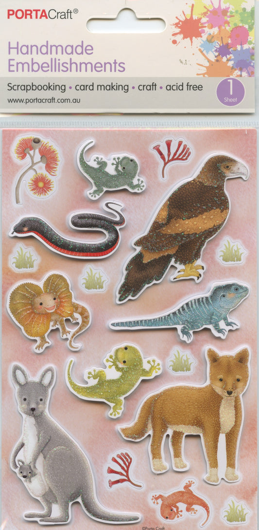 Porta Craft Handmade Embellishments Outback Animals/Eagle/Plants 17pc