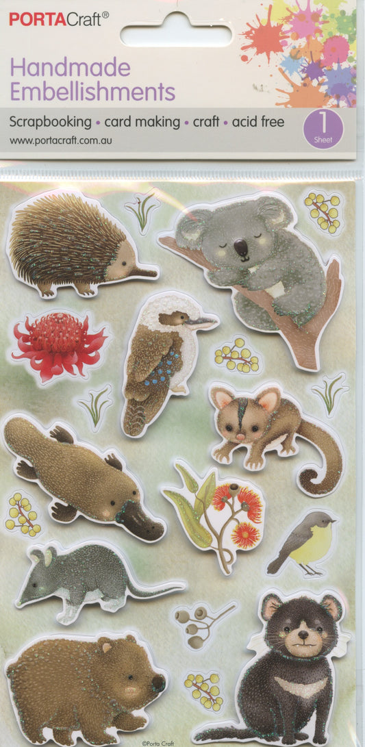 Porta Craft Handmade Embellishments Bush Theme and Native Flowers 19pc