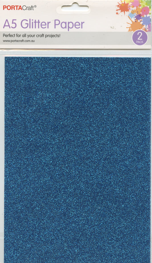 Porta Craft A5 Glitter Paper 2pk - Blue