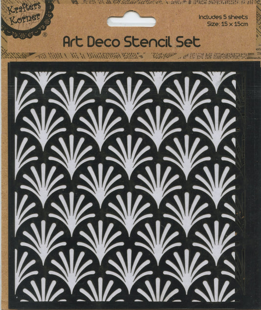 Art Deco Stencil Set - Set #2 - 5 sheets - 15x15cm